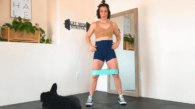 squat with band adduction