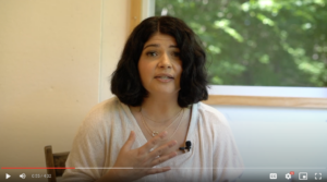 Screenshot from video with Lindsey Huttner discussing how to trust your body again after suffering from the heartbreak of miscarriage or infant loss